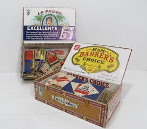lot 190 image: 2 Cigar Boxes Full of Vintage Matchbooks