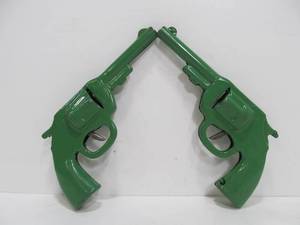 lot 191 image: Pair of Old Vintage Green Metal Toy Guns