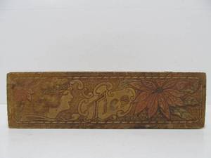 lot 209 image: Original Antique 1910s Folk Art Pyrography Art Nouveau Wooden Tie Box
