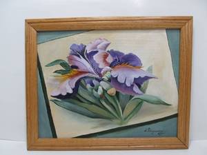lot 212 image: Original Floral Painting Oil On Canvas Signed N. Paczkowski 20