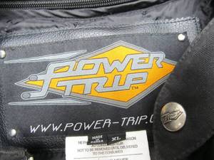 lot 165 image: Very Nice POWER TRIP Padded Leather Motorcycle Jacket - Size XL