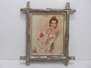 lot 221 image: 1966 Gus Tenggren Art Pinup Calendar Girl Framed 15