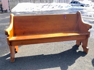 lot 6 image: Vintage Pine Church Pew Bench
