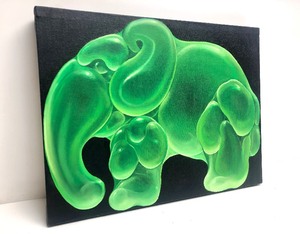 lot 1 image: 1970 Original Oil on Canvas by Listed American Artist Kay Kurt - Green Elephant