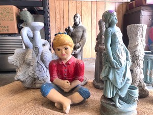 lot 233 image: LARGE Group of Solid Cement Garden Statues