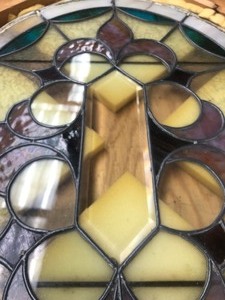 lot 236 image: Vintage Oval Stained Glass Window