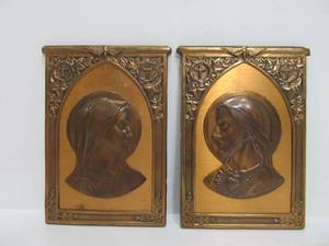 lot 109 image: Antique 1920s Era Relief Copper Religious Plaques