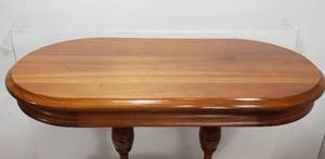 lot 302 image: Quality Vintage Amana Furniture Hand Crafted Solid Wood Oval Small Accent Table