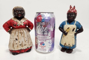 lot 269 image: 2 Figural Cast Iron Coin Banks