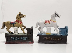 lot 324 image: 2 Trick Pony Vintage Style Mechanical Coin Banks