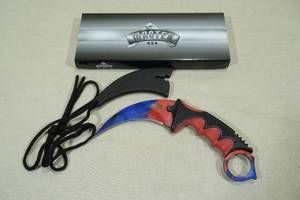 lot 92 image: Master Cutlery Karambit Style Knife - RedBlue
