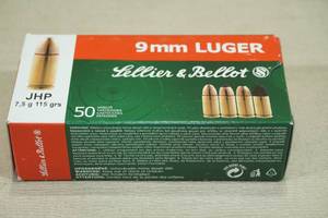 lot 150 image: 50 Sellier & Bellot 9mm Luger 115 Gr JHM Ammo