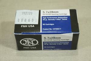 lot 155 image: 50 FNH 5.7 x 28mm 40 Gr Hornady V-Max Ammo