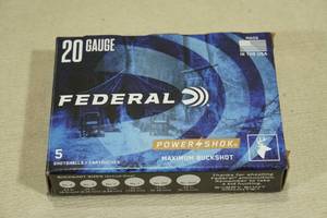 lot 180 image: 5 Federal Power Shok 20 Gauge 2-34 3 Buck Shotshells