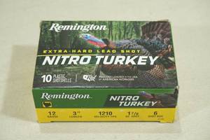 lot 184 image: 10 Remington Nitro Turkey 12 Gauge 3 6 Shot Shotshells
