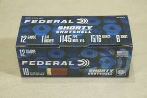 lot 189 image: 10 Federal Shorty 12 Gauge 1-34 8 Shot Shotshells