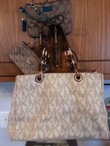 Michael Kors Footed Handbag, Coach Wristlet, Goodluck Card CaseKey Chain