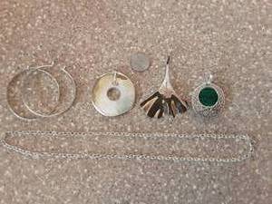 24 Chain, 3-Charms All Marked 925, Pair Hoops No Mark
