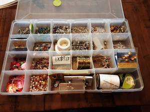 Organizer With Jewelry Repair Parts, Beads & Misc.