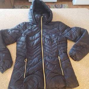 Michael Kors Packable Jacket-Navy With Gold Zippers With Removable Hood Size XS