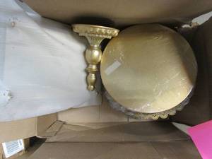 lot 36 image: Gold Cake Stand Set Cupcake Holder for Dessert Cake Table Decor (OPEN BOX, MISSING 2 STANDS)