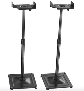 lot 43 image: PERLESMITH Universal Speaker Stands Height Adjustable Extend 31.22 to 46.18 Holds Satellite Speakers & Bookshelf Speakers up to 11lbs-1 Pair PSSS2 Black (OPEN BOX)