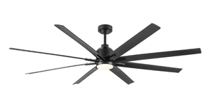 lot 86 image: YUHAO  72 in. Matte Black Ceiling Fan with Integarted LED, DC Motor, Remote Control (OPEN BOX)