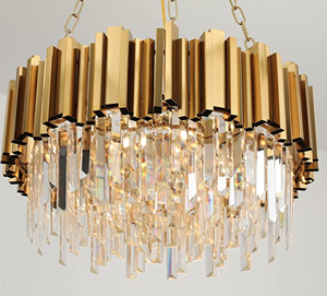 lot 113 image: Modern Chandeliers Crystal with Light Gold Crystal Chandelier Hanging Ceiling Light Fixture 9 Light (OPEN BOX)