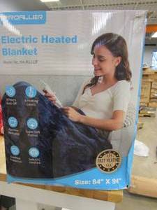 lot 120 image: 84 in x 90 in Electric Heated Blanket in Blue (OPEN BOX)