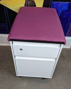 lot 36 image: 2-Drawer Mobile Pedestal File Cabinet with Purple Cushion