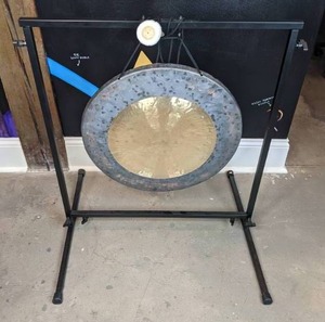 lot 3 image: Unlimited Decorative Gong with Mallet on Stand