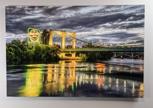 lot 59 image: ChromaLuxe Metal Prints Grain Belt Beer at Night in Minneapolis Wall Art - 24 x 36