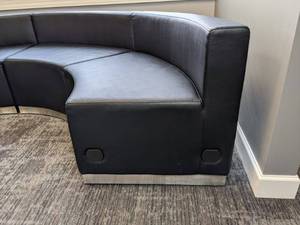 lot 2A image: 4-Piece Black Half Circle Sofa Seating Arrangement