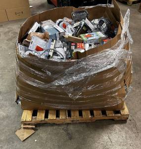 lot 1 image: HUGE LOT of MOEN, DELTA, PFISTER TOWEL BARS, LIGHTING, PLUMBING, ELECTRIC, HALO, BULBRITE and MORE