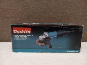 lot 63 image: NEW MAKITA 4-12 PADDLE SWITCH ANGLE GRINDER