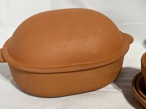 lot 150 image: Clay Meat Brick, Clay Pots, Honey Pot, and More