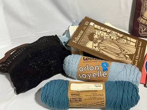 lot 153 image: Lee Wards Yarn, Vintage Sewing Bag, Fabric Patterns and More