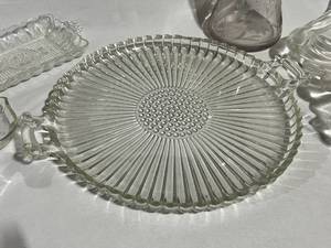 lot 104 image: Cut Glass Platters, Vase, and Appetizer Dish