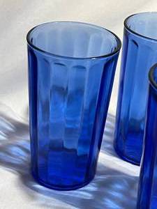 lot 59 image: Blue Glass Candy Dishes, Vase, Drinking Glasses and More
