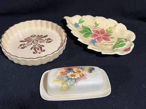 lot 63 image: Vintage Platters, Butter Dish, and Kitchen Decor