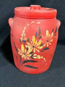 lot 44 image: Vintage East Asian Teapot with Teacup and Red Crock
