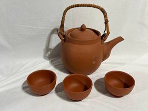 lot 37 image: Stone OMC Japan Teapot with Small Cups, Vintage Pitcher