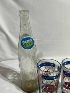 lot 47 image: Vintage Pepsi Light Bottles and Pepsi-Cola Glasses