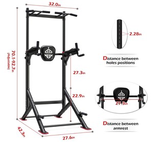 lot 50 image: Sportsroyals Power Tower Pull Up Dip Station Assistive Trainer Multi-Function Home Gym Strength Training Fitness Equipment