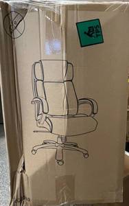 lot 58 image: Big & Tall Adjustable Executive Office Chair in Cream Faux Leather