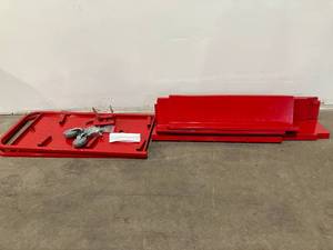 lot 68 image: BestEquip Red Metal Double Sided 200 lbs. Rolling Book Cart