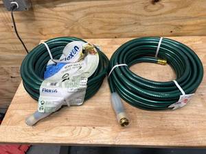 lot 87 image: FLEXON Lot of 2- Heavy Duty Water Hoses- 50 ft