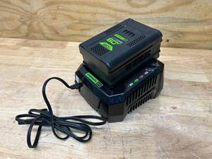 lot 8 image: GREENWORKS LB602 60v (2Ah) Battery and CH60R00 60V Charger