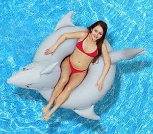 lot 108 image: GoFloats Great White Bite Shark Pool Float Party Tube - Inflatable Rafts, Adults & Kids