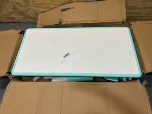 lot 133 image: monleelnom Childrens Table and Chair Set Suitable for Boys and Girls Age 2-12 Height Adjustable Table top Can be Painted with 6 Seats Suitable for Family Learning Daily use (Mint Green)